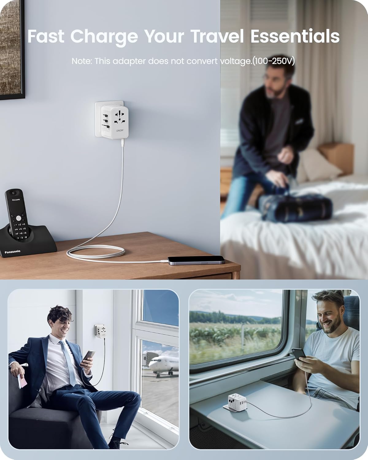 Lencent 65W Adattatore Universale da Viaggio - Bianco - immagine 6