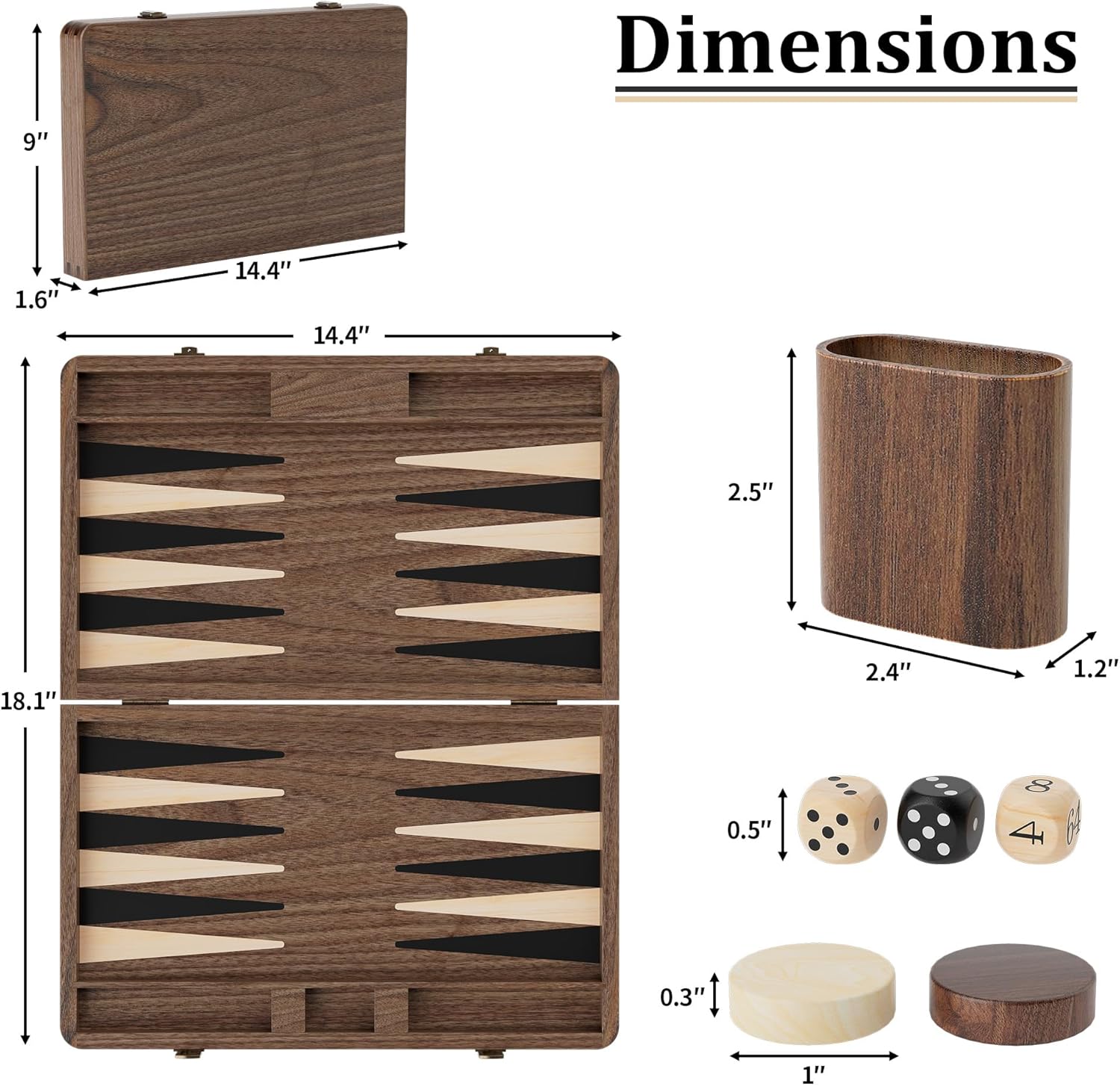 Set Backgammon Premium in Legno di Noce Nera - immagine 2