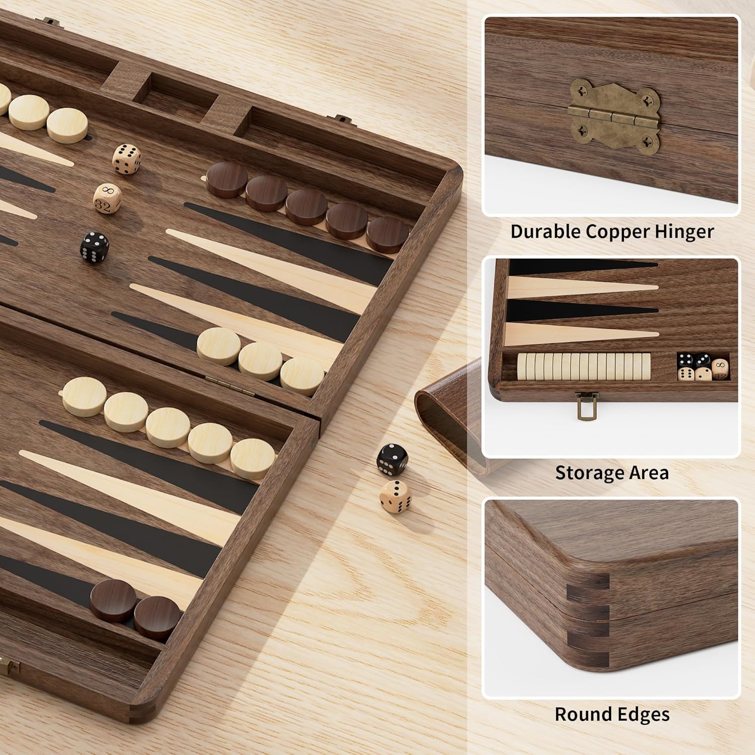 Set Backgammon Premium in Legno di Noce Nera - immagine 5