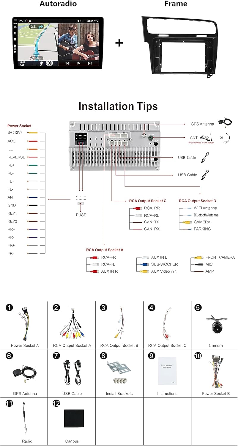 SXAUTO Autoradio Android 14 IPS per Golf 7 (2013-2018) - immagine 3