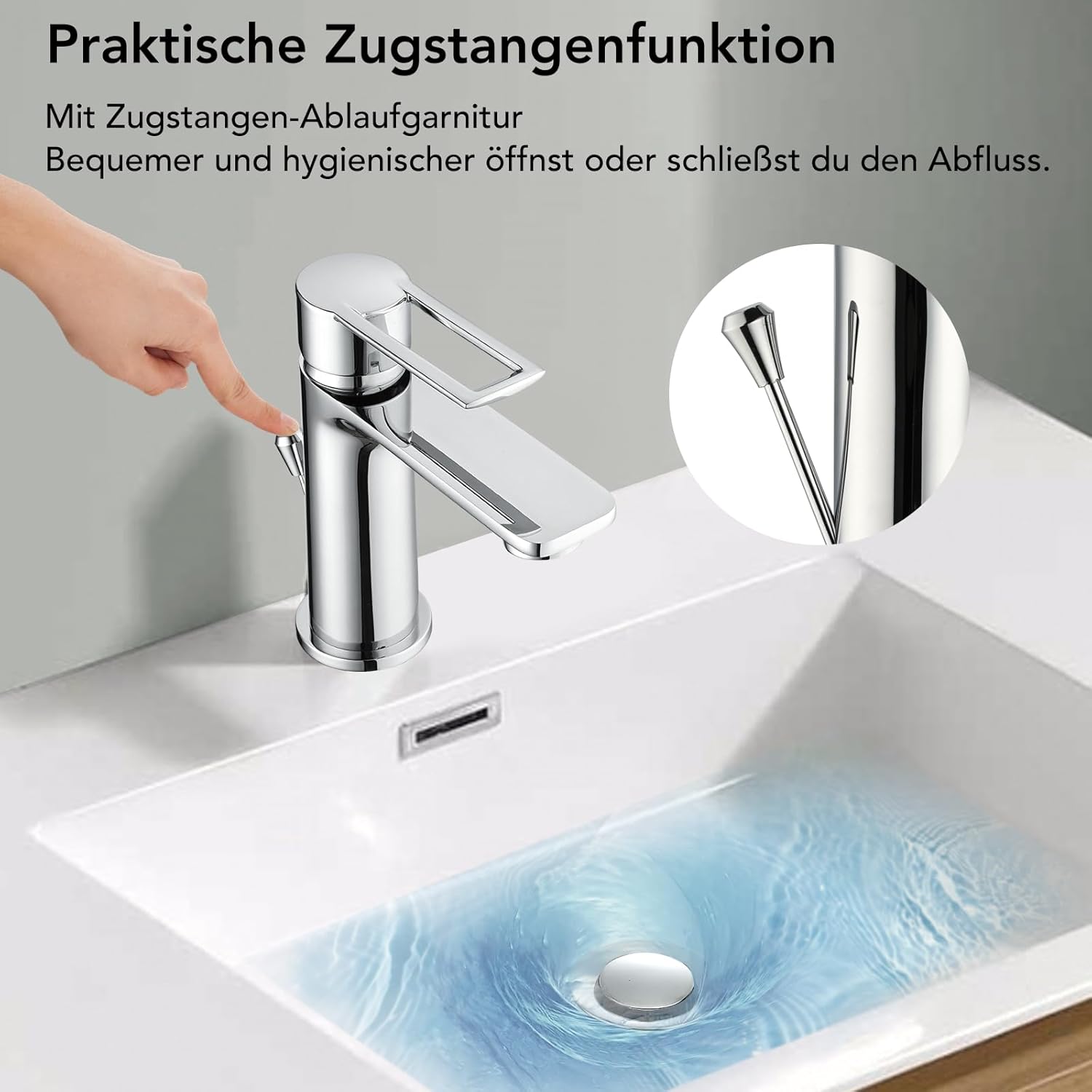 Rubinetto Miscelatore Monocomando per Lavabo, Cromato - immagine 2