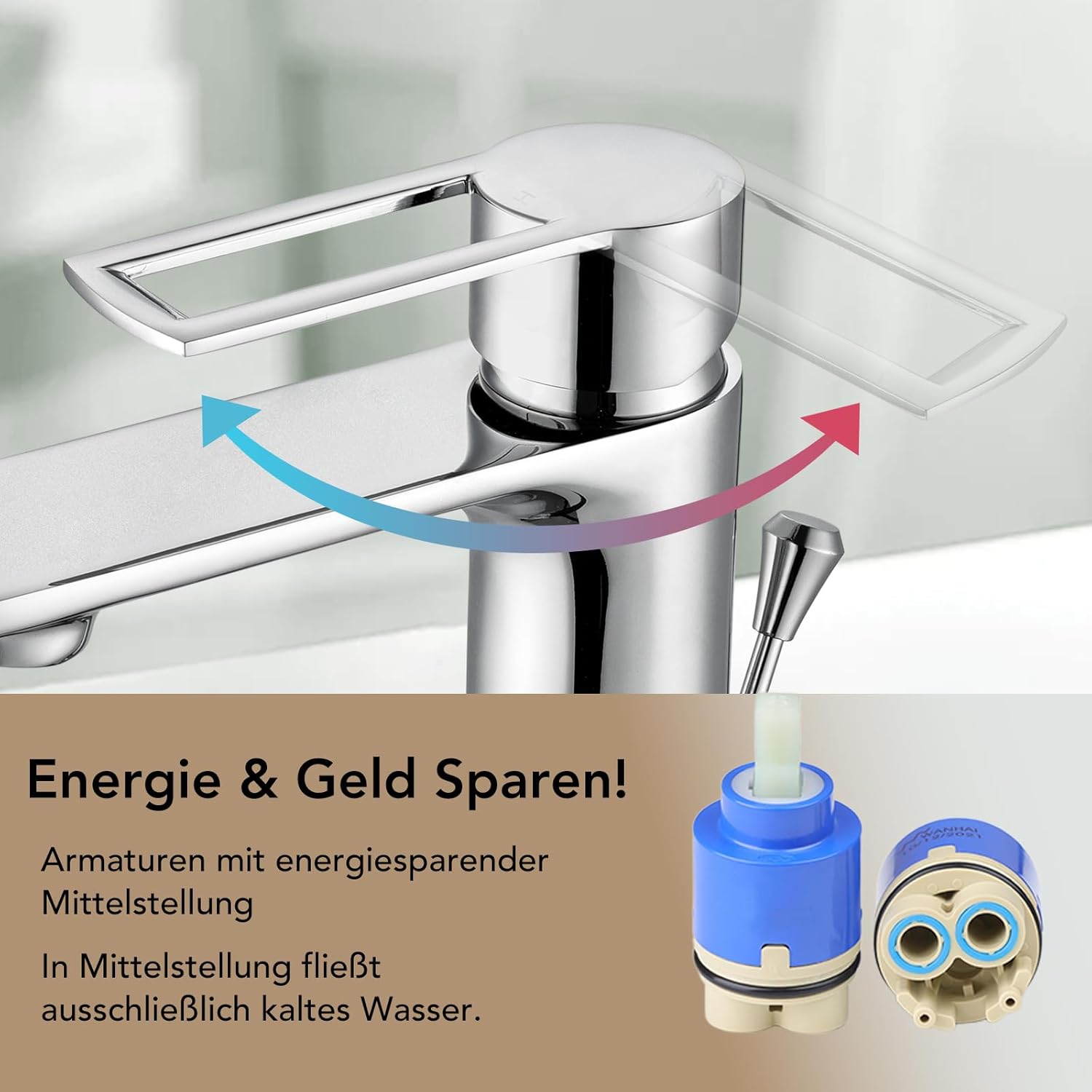 Rubinetto Miscelatore Monocomando per Lavabo, Cromato - immagine 3