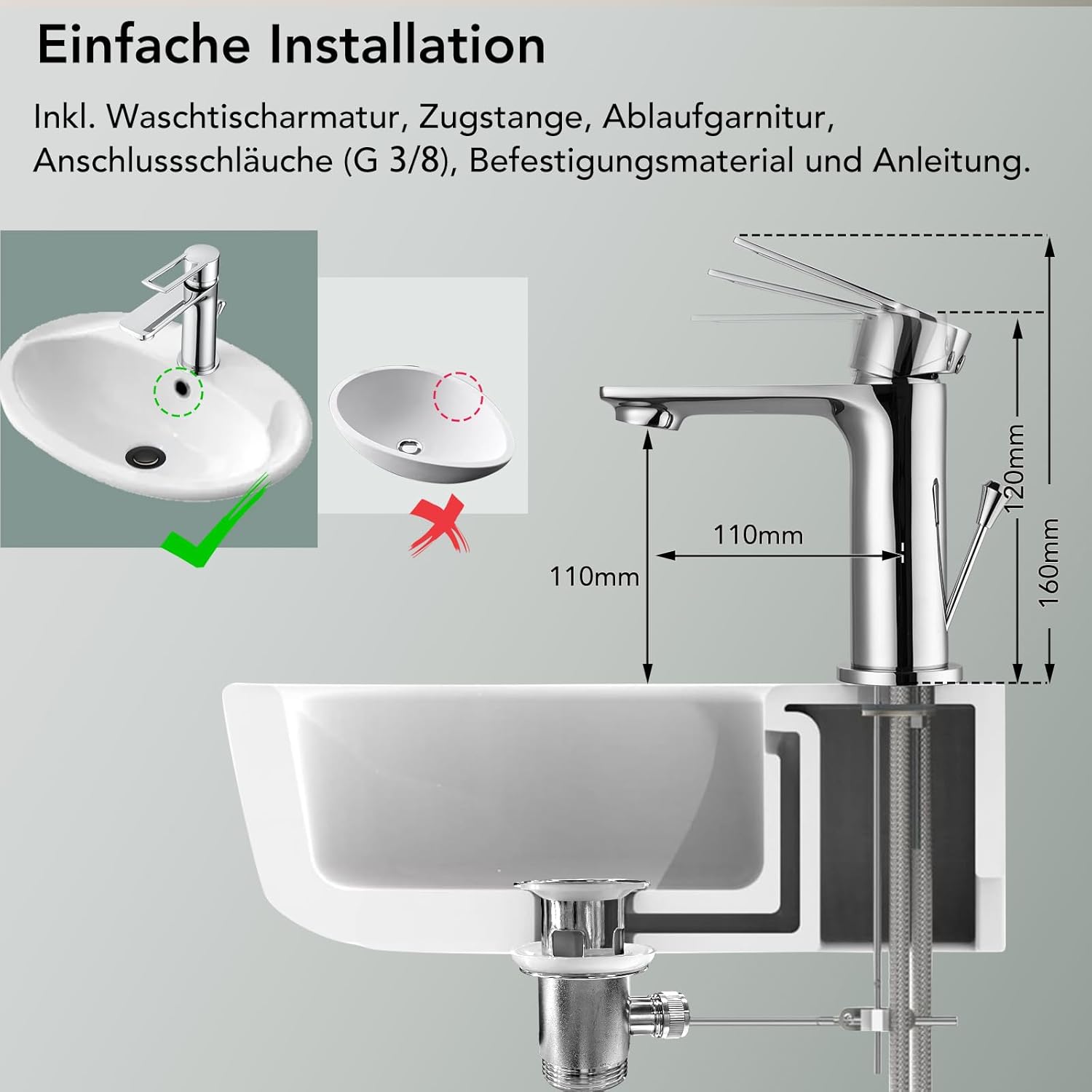Rubinetto Miscelatore Monocomando per Lavabo, Cromato - immagine 5