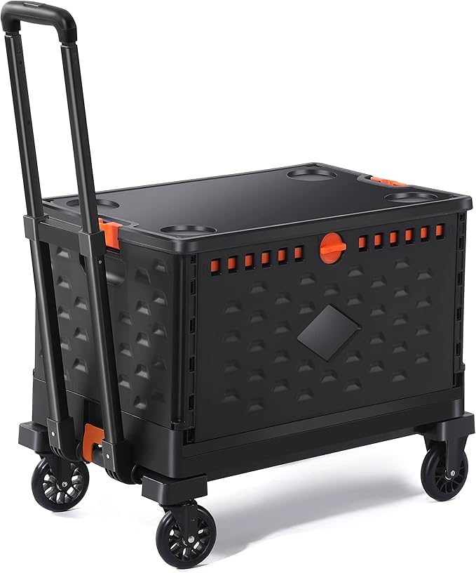 Carrello Pieghevole 2 in 1 con Scatola 60L e Coperchio